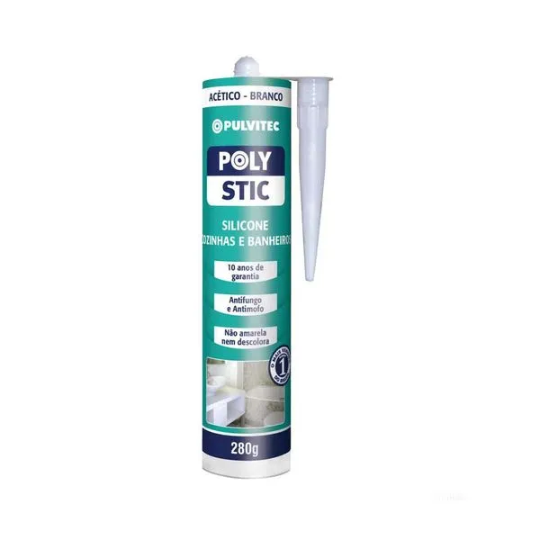 Silicone Polystic para cozinhas e banheiros 280 g branco Pulvitec
