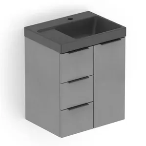 Kit Gabinete Arenal Com 3 Gavetas e 1 Porta 50X38 Plata Com Cuba Roca