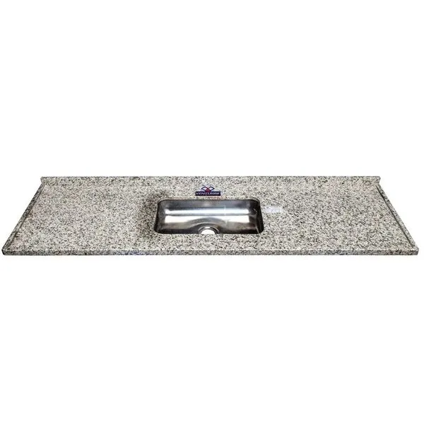 Pia de Cozinha em granito com cuba inox 200Cm Branco Portinari Nina Venturini