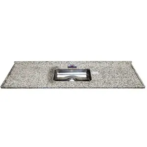 Pia de Cozinha em granito com cuba inox 200Cm Branco Portinari Nina Venturini