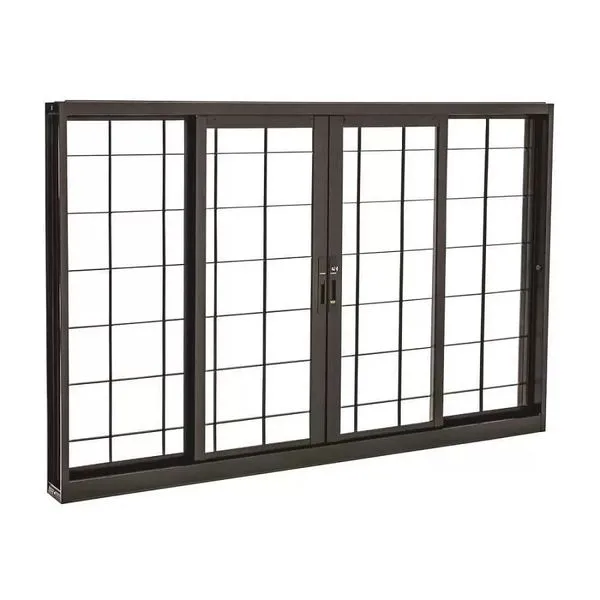 Janela De Correr 4Fls C/Grade Quad 120X150X12Cm Preto Pratikablack