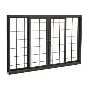 Janela De Correr 4Fls C/Grade Quad 120X150X12Cm Preto Pratikablack