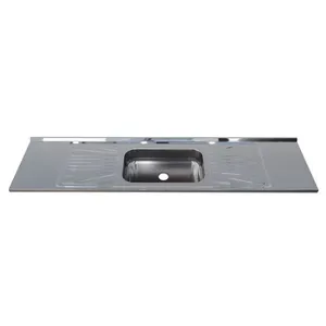 Pia para Cozinha Aço Inox 200x52cm Fabrinox Pia para Cozinha Aço Inox 200x52cm com Cuba Central