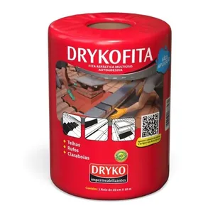 Fita Asfáltica Drykofita Alumínio 10m Dryko FITA ASFALT ALUM DRYKOFITA CZ 20CM 10M LAJES E TELHADOS