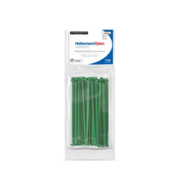 Abracadeira Nylon T30R 150X3,6mm Com 100un Verde Hellermanntyton