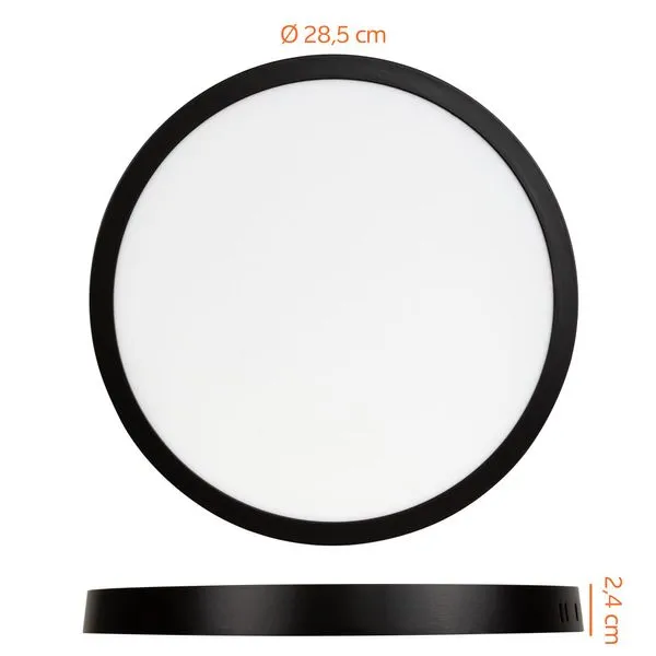 Painel Sobrepor Home Led 24W Redondo 6,5K Preto 295Mm Bivolt Llumm