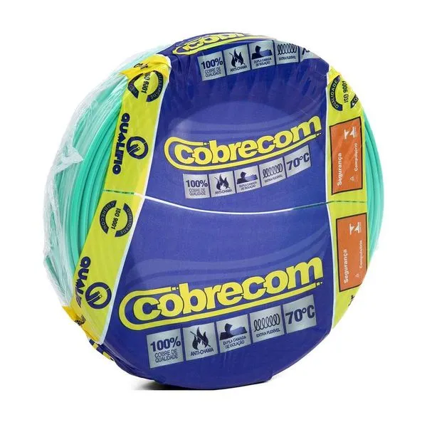 Cabo Flexível 6,0mm² 750V Verde 100m | Cobrecom Antichamas