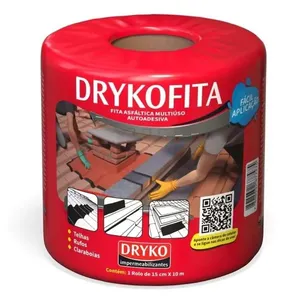 Fita Asfáltica Drykofita Alumínio 10m Dryko FITA ASFALT ALUM DRYKOFITA CZ 15CM 10M LAJES E TELHADOS