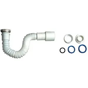 Sifão Inteligente para Lavatórios de PVC com Anel Metálico Branco 82 cm Sifão Wog para Lavatórios Inteligente de PVC com Anel Metálico Branco