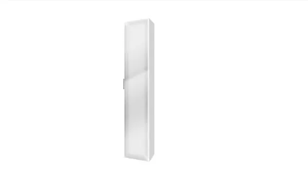 Armário Vertical Blu 30Cm Branco Com Porta Espelhada Bumi