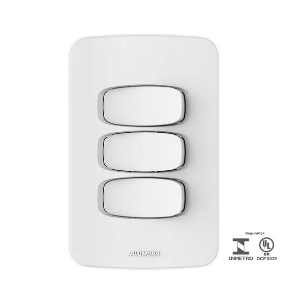 Conjunto 3 Interruptores Simples 10A 250V Gracia 4x2 Branco Alumbra