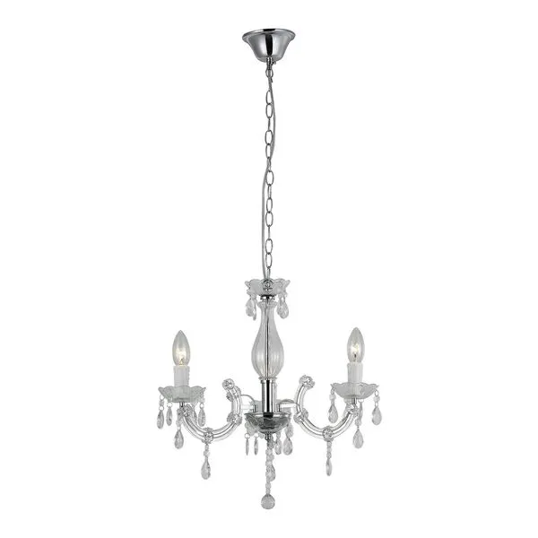 Lustre Treviso Transparente 03 Luzes E14 LLumm Bronzearte