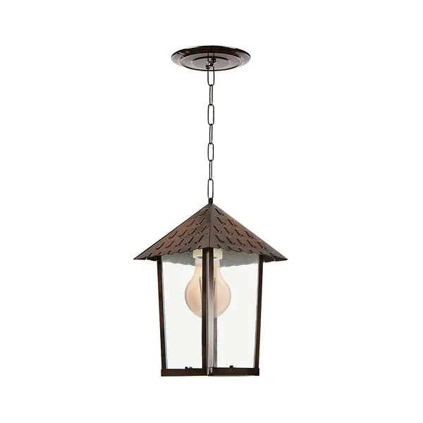 Pendente Colonial Quadado Vidro Liso 1XE27 Cobre Liso Blumenau Iluminação