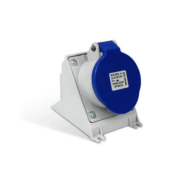 Tomada Fixa Sobrepor 2p T 32a 200v 250v 6h Ip44 Azul Newkon Steck