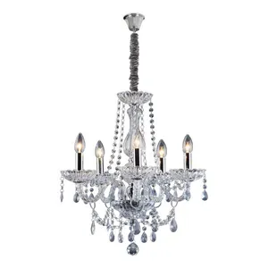 Lustre Clássico Transparente 05 Luzes E14 LLumm Bronzearte Lustre clássico aço com altura ajustável de 100cm transparente Bronzearte