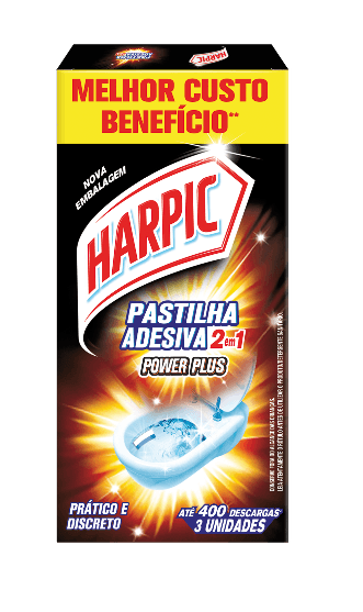 Desodorizador para Vaso Sanitário Pastilha Adesiva 2 em 1 Power Plus Harpic