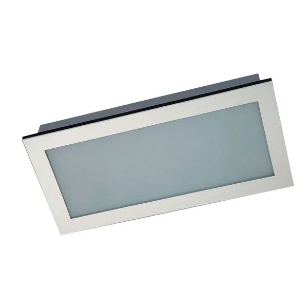 Plafon de embutir 49x23,5cm para 4 lâmpadas E27 100W escovado prata Pantoja