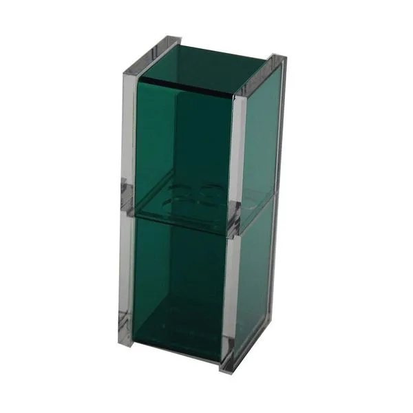Porta escova de dente quadrada com tampa verde Formacril