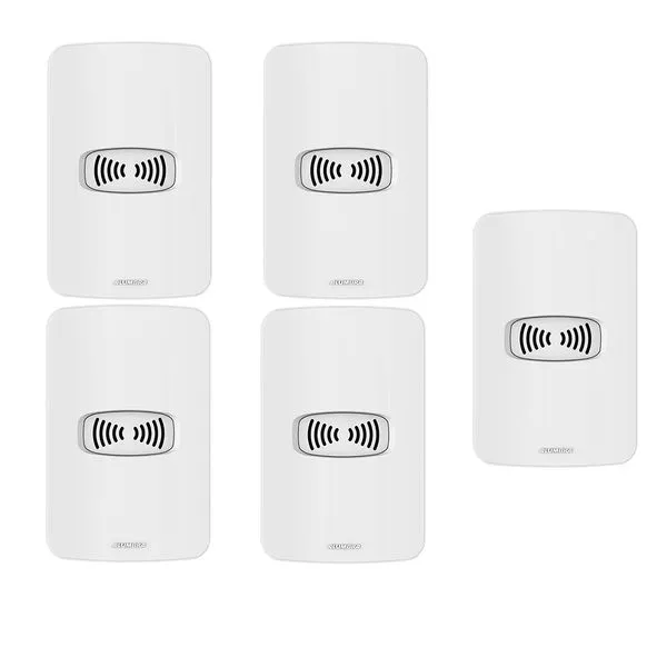 Kit com 5 Conjuntos Campainha Cigarra Bivolt 90 240V Gracia 4x2 Branco Alumbra