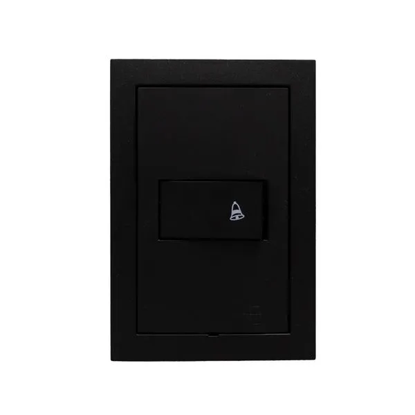 Conjunto 4X2 1 Interruptor Pulsante Para Campainha Preto Fosco Ekron Dicompel