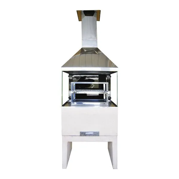 Churrasqueira Concreto Refratário Atacadão Lazer 74cm Vidro Inox