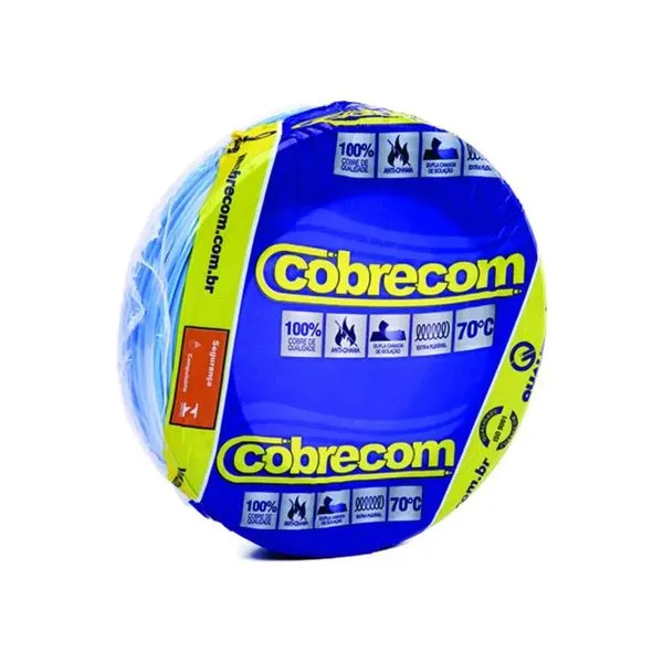 Cabo Flexível Antichamas 750V 4,0mm² Azul 50m Cobrecom