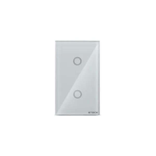 Interruptor 4x2 2 Módulos Touch Wifi Casa Inteligente Branco Acabamento Em Vidro Smarteck