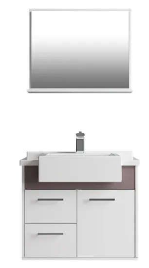 Conjunto Gabinete Para Banheiro Gracux 56Cm Branco Gianduia Cerocha