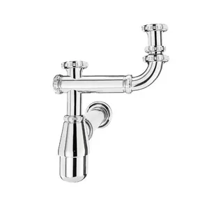 Sifão para pias de cozinha duplo 1.1/2"'' x 2'' com desnível cromado Esteves