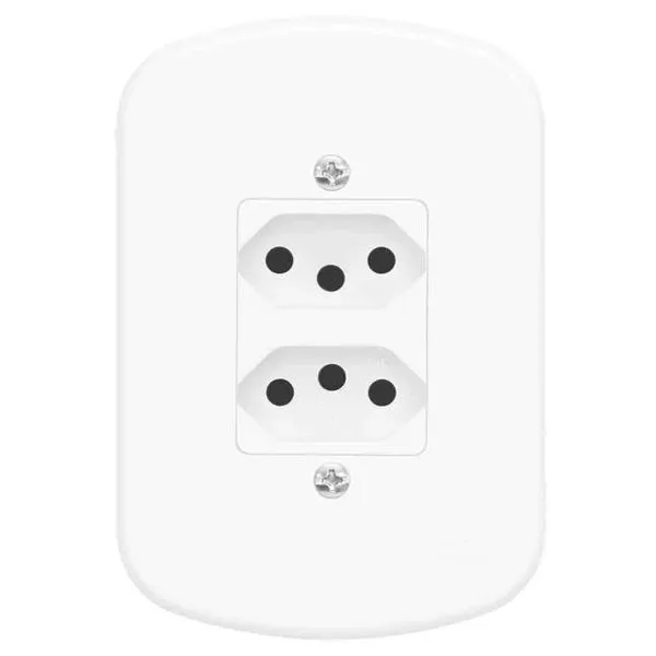 Tomada Dupla 20A 250V com Placa Distanciada Blanc Fame Tomada dupla 20A com placa distanciadas 250V Blanc Fame