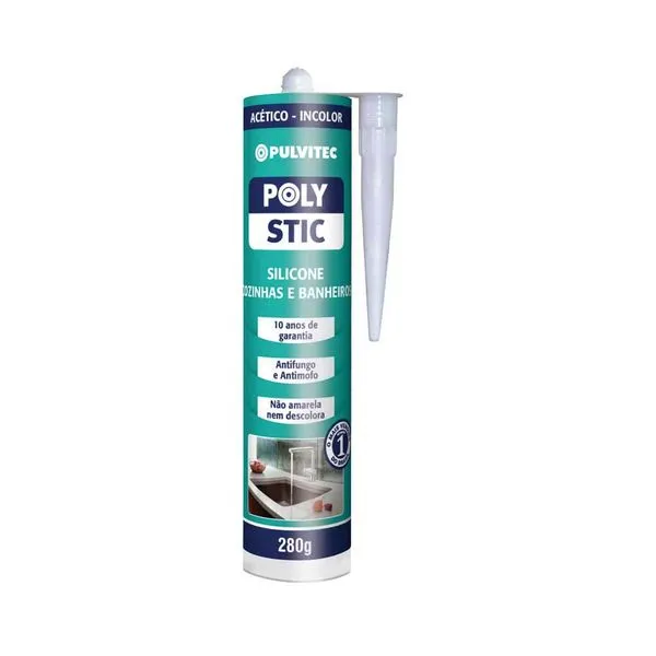 Silicone Polystic para cozinhas e banheiros 280 g incolor Pulvitec