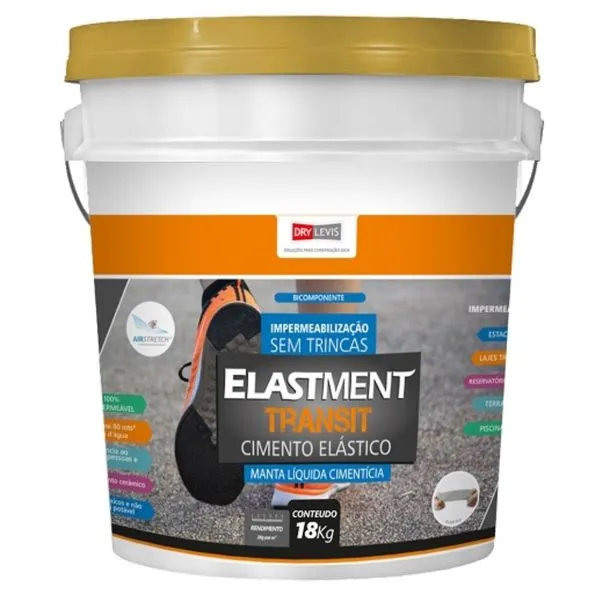 Manta Líquida Cimentícia Elastment Transit Cinza Drylevis Manta Liquida Cimenticia Transitável Elastment 18kg Reservatório