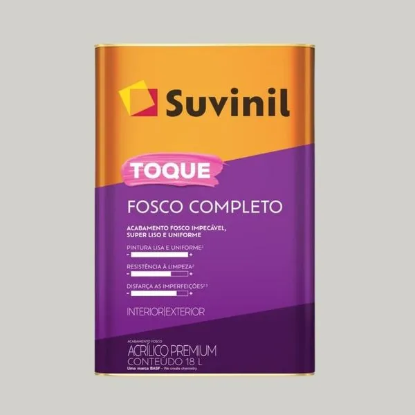 Tinta Premium Acrílica Fosco Toque Completo 18L Suvinil Tinta Premium Acrílica Toque Fosco Completo Crômio 18L Suvinil