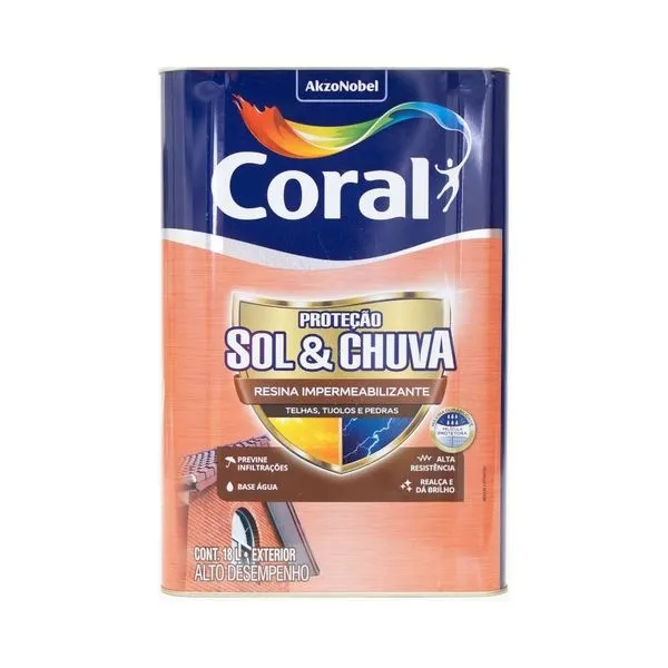 Resina Impermeabilizante Sol & Chuva 18L Coral Resina Impermeabilizante Sol & Chuva Incolor 18L Coral