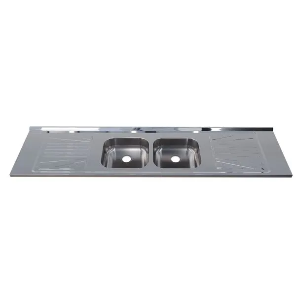 Pia para Cozinha Aço Inox 200x52cm com Cuba Dupla Fabrinox Pia para Cozinha Aço Inox 200x52cm com Cuba Dupla