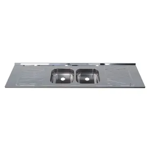 Pia para Cozinha Aço Inox 200x52cm com Cuba Dupla Fabrinox Pia para Cozinha Aço Inox 200x52cm com Cuba Dupla