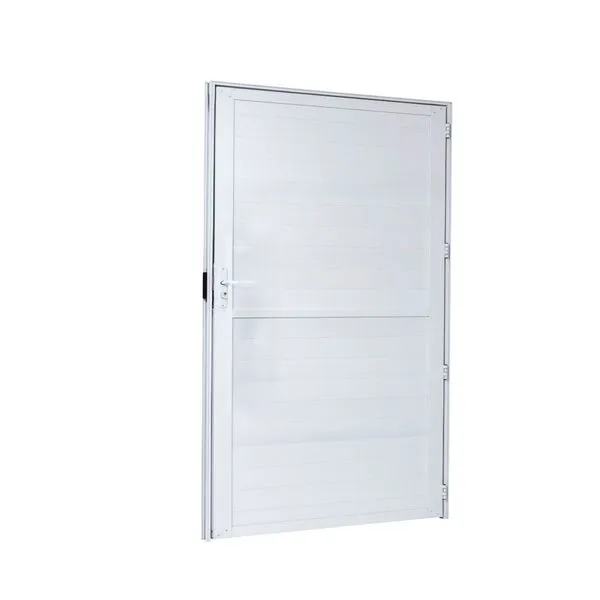 Porta Alumínio Lambri Esquerda 90X210X4 Branco Cristal Ramassol