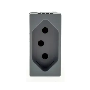 1 Módulo de Tomada 2pt 20A/250V Pinos Cilíndricos 4,8mm Com Identificação De Tensão Borne Parafuso Cinza Acetinado 615060cz Pial Plus Legrand