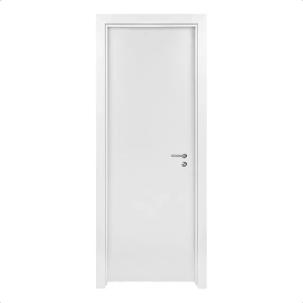 Kit Porta de Madeira 210x92 Esquerda Batente Regulável 11-19cm Branco Texturizado Rocha