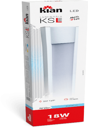 Luminária de Sobrepor LED Kian Linear KSL Alt: 4,4cm Comp.: 62cm Larg: 12,2cm 18W 6500K Branca.