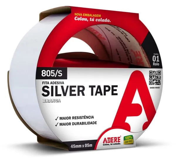 Fita Silver Tape 805s 45mm x 5m Adere Fita Silver Tape Branco 805s 45mm x 5m Adere