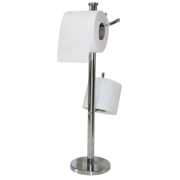 Porta Papel Higiênico Luzarte Cromado Vertical com Suporte Reserva Standard 2859