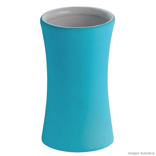 Porta cotonete de cerâmica azul bebê BA9338G Coisas e Coisinhas