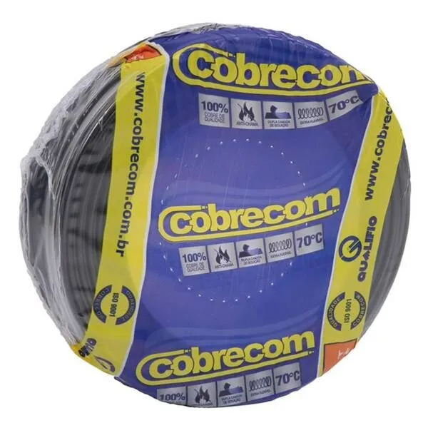 Cabo Flexível 16,0mm² 750V Preto 50m | Cobrecom Antichamas