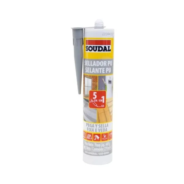 Selante Adesivo PU Fixa e Veda 5 em 1 Preto 445g Soudal