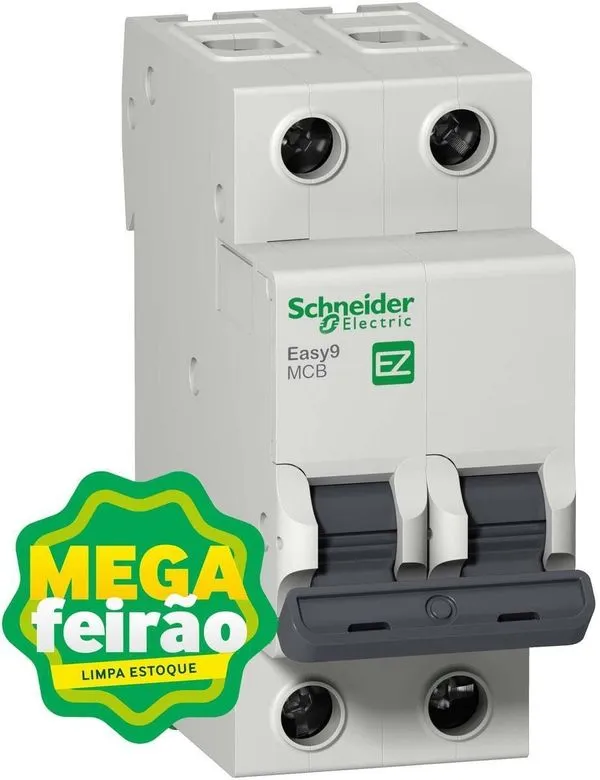 Disjuntor DIN 2 Polos Bipolar 50A Curva de Disparo C Schneider Eletric