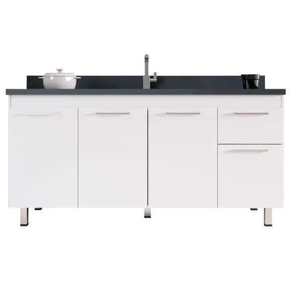 Gabinete para Cozinha Kaus 144x84x53cm MDF Cerocha Gabinete para Cozinha Kaus 144x84x53cm MDF Branco