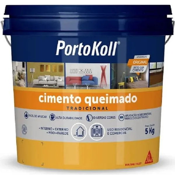 Textura Efeito Cimento Queimado Cinza Carbono 5kg PortoKoll