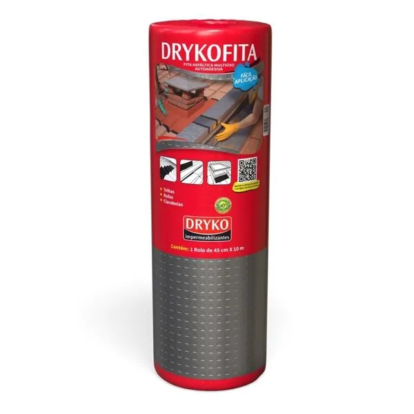 Fita Asfáltica Drykofita Alumínio 10m Dryko FITA ASFALT ALUM DRYKOFITA CZ 45CM 10M LAJES E TELHADOS