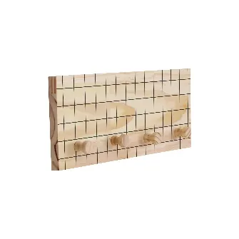 Cabideiro com4 Pinos em Pinus 40x15cm Bege Ornella Decor